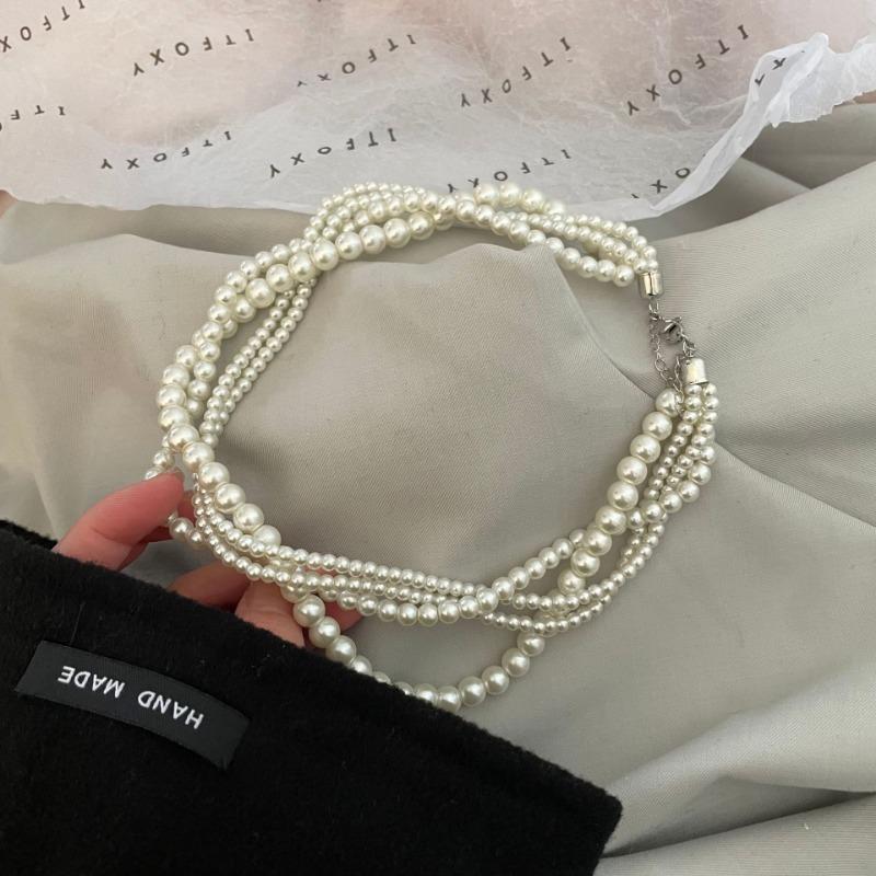 Богемский жемчуг многослойное ожерелье для женщин вечерние роскошные барочные жемчужные ожерелья дамы французская мода свадьба ключичная цепочка девушки шея ювелирные изделия