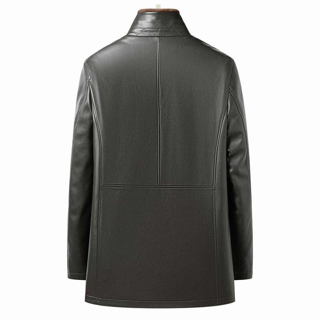 Осеннее и зимнее пальто, меховая интегрированная кожаная куртка, съемный воротник, мужская кожаная куртка, теплая кожаная куртка для мужчин