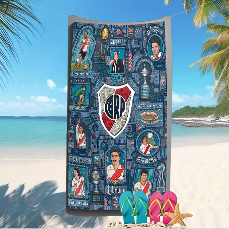 Beach Towel with Club Atlético River Plate Pattern - soft,absorbent,machine washable Lightweight&Modern,swimming,Travel Essentials