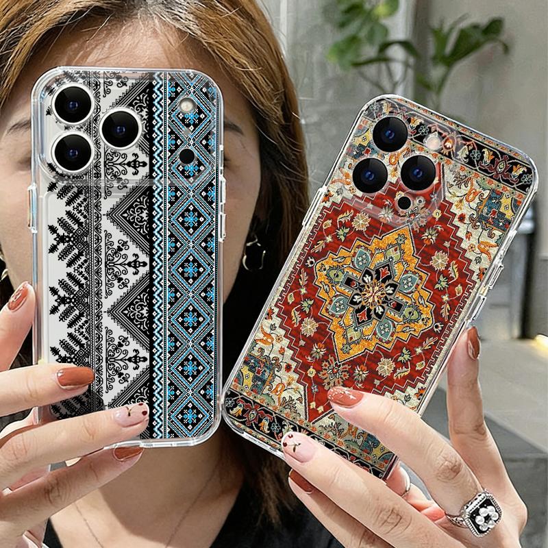 Прозрачный винтажный чехол для телефона с узором-тотемом для iPhone 17e 17 16 15 14 13 Pro Max 17 Pro 16e 12 11, прозрачный, противоударный, мягкий чехол
