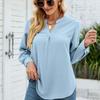 Spring Solid Chiffon Shirt Women Loose V-neck Long Sleeve Pullover Blouse Tops Fashion Clothing Elegant Ladies Blouses 25236