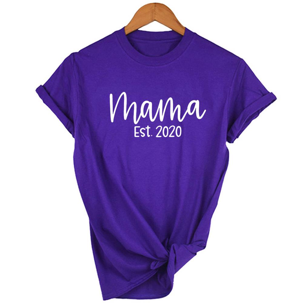 Футболка Mama Est Tee для мамы, повседневная, с круглым вырезом, летняя, в стиле Tumblr, футболка