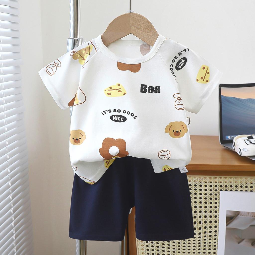 Kids' Summer Sport Suit Set with Cartoon Prints for Toddlers