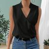 Летний жилет без рукавов с v-образным вырезом и воротником-стойкой, тонкая женская летняя однотонная свободная футболка, уличная одежда
