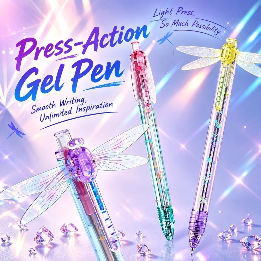 Smooth Writing Dragonfly Pen with Moving Wings 0.5mm Gel Pens Gifts Black Ink Pens Student Writing