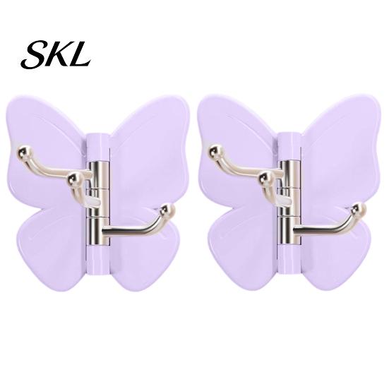 Rotating Wall Hooks Butterfly Adhesive Hooks, 3-Prong No-Drill Swivel Hangers, with No Tools Installation Hook Adjustable Angle Space-Saving Hook, for