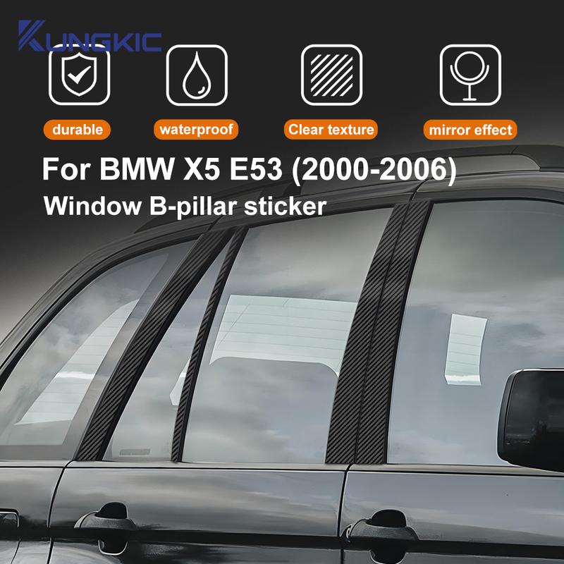 For BMW X5 E53 2000 2001 2002 2003 2004 2005 2006 Car Window Door Column B Pillar Glossy Black PC Sticker.
