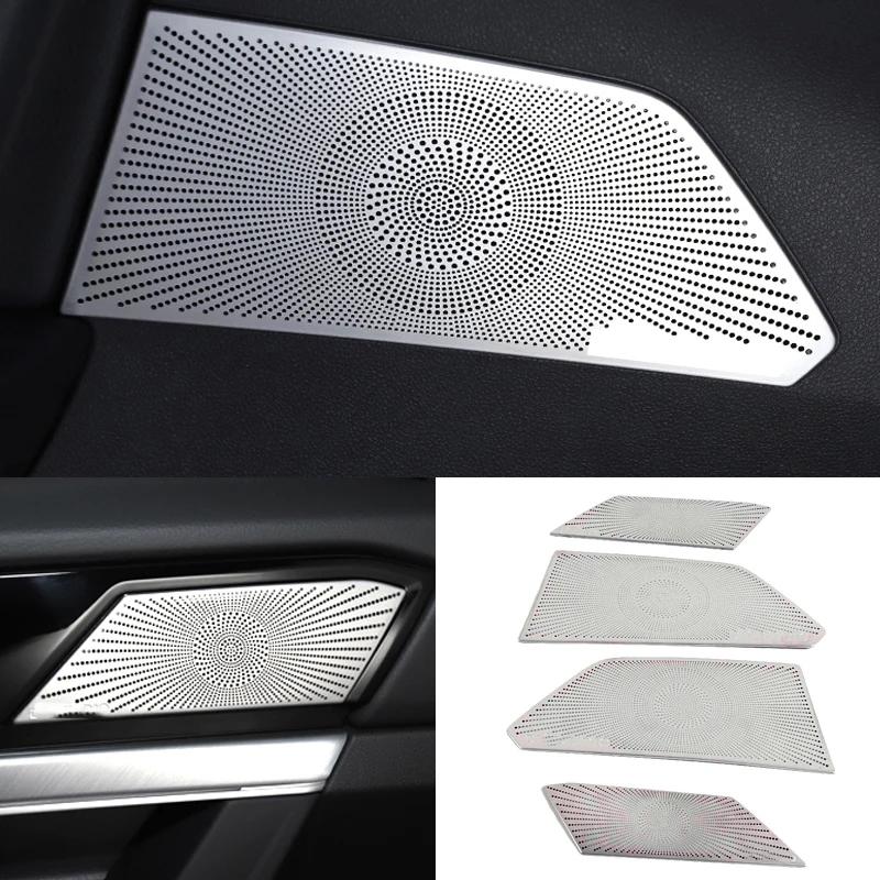For VW Volkswagen Touareg CR7 2017- Interior Accessories Car Door Loudspeaker Sound Chrome Speaker Cover Trim Frame Sticker