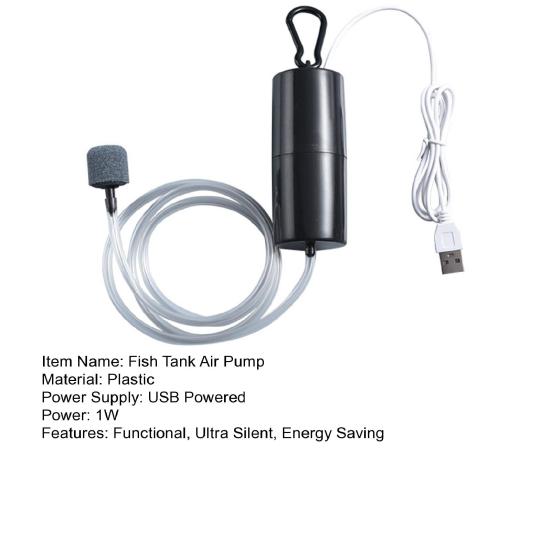 Аквариумный воздушный насос USB Мини кислородный насос для аквариума Портативный бесшумный аэратор Кислородный распылитель с аэрационным камнем для маленьких и средних аквариумов, пруда