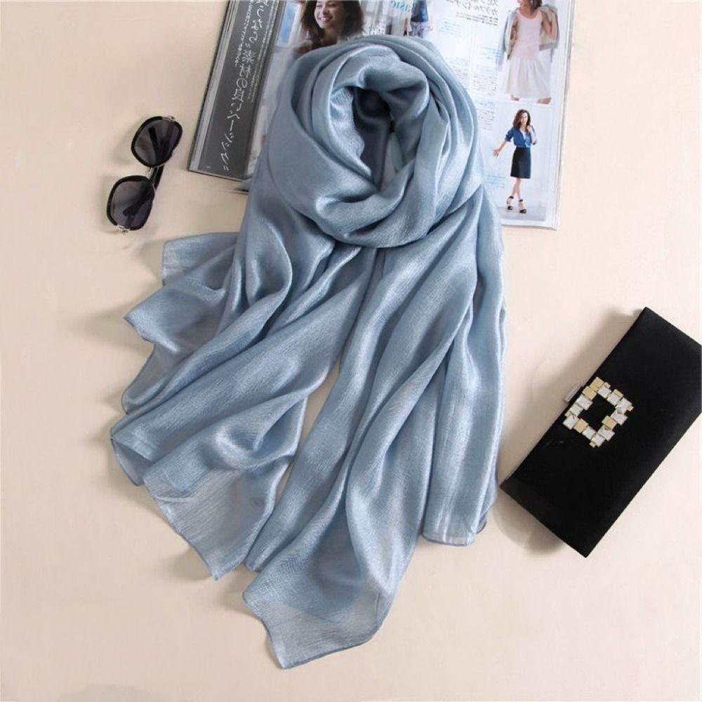 Pure Color Women Plain Scarf Head Wrap Plus Size Hijab New Female Sunscreen Shawl