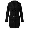 Women Casual Solid Jackets Female Elegant Double Breasted Long Coat Ladies Plus Size Button Military Style Long Dress