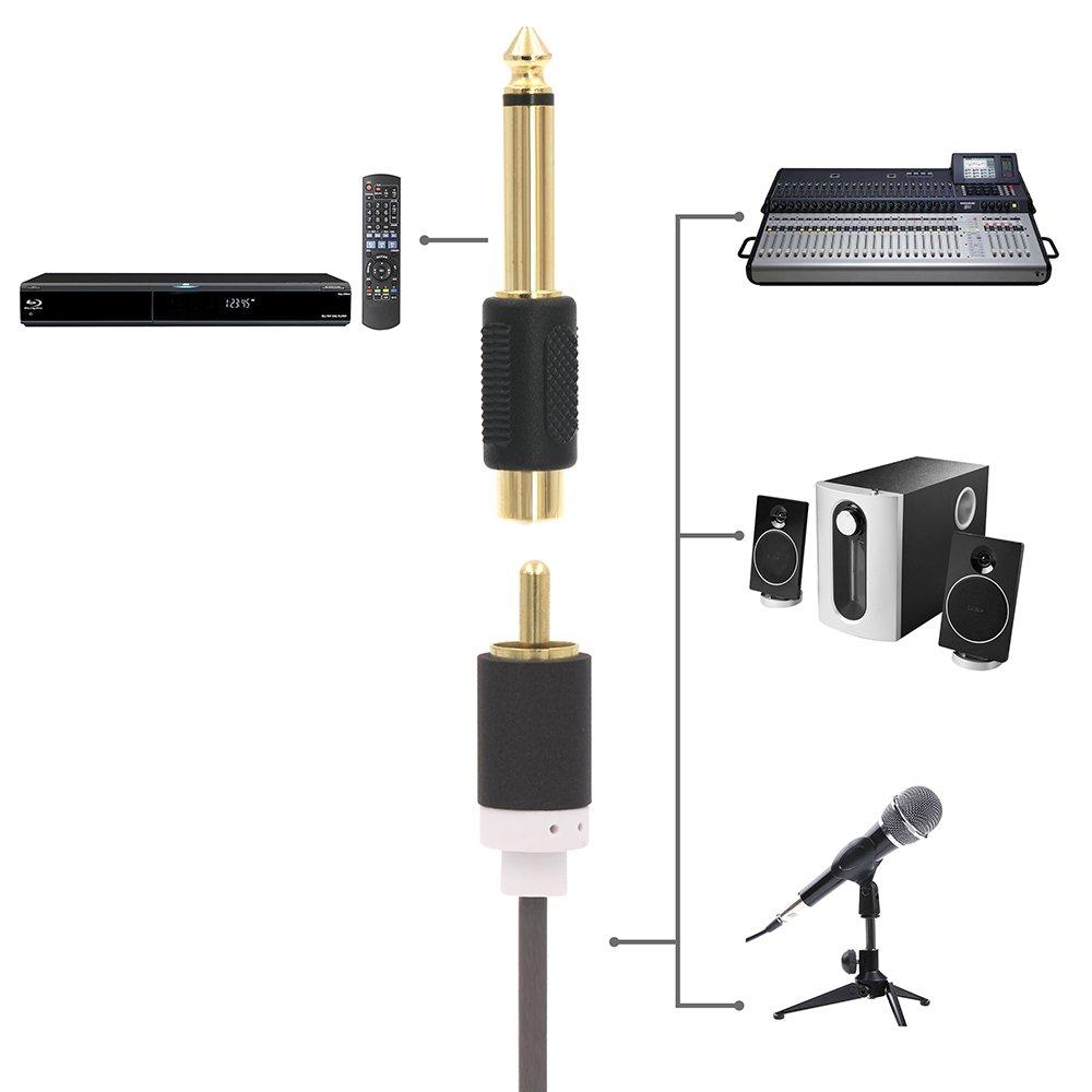 Переходник VCE male to RCA female, набор из 2 монофонических разъемов 6,35 мм 6,35 мм с позолотой