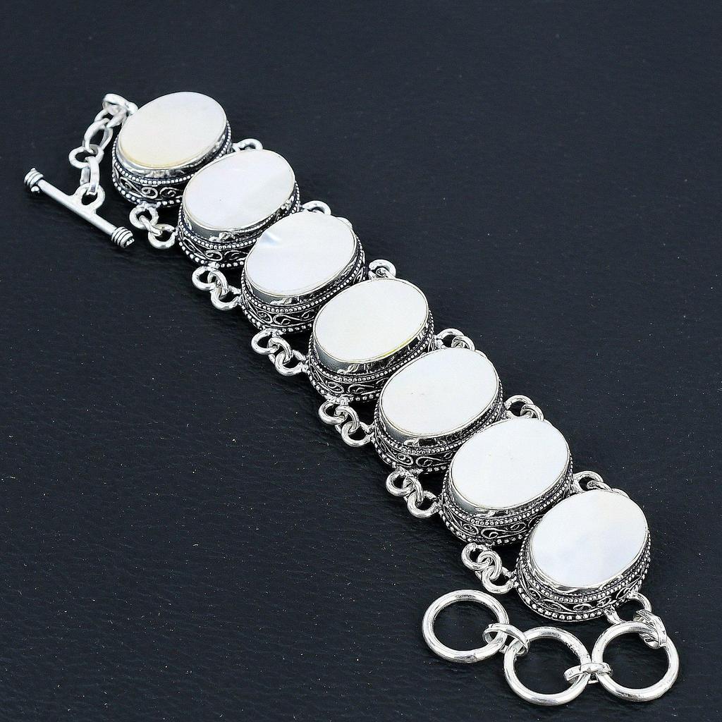 Натуральный перламутровый драгоценный камень, ручная работа, серебряные украшения 925 пробы, комплект браслетов, антикварный комплект украшений, подарок на день рождения для жены