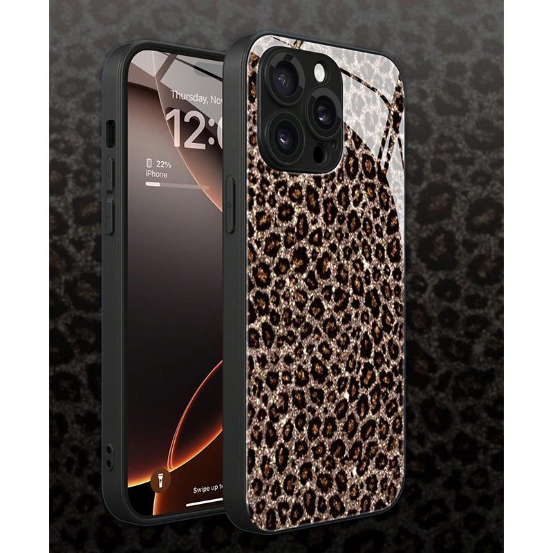 Чехол из закаленного стекла с принтом леопарда для iPhone 11 12 13 Pro Max 14 15 16 17 Pro 17Air 16E 7 8 Plus XR XS X