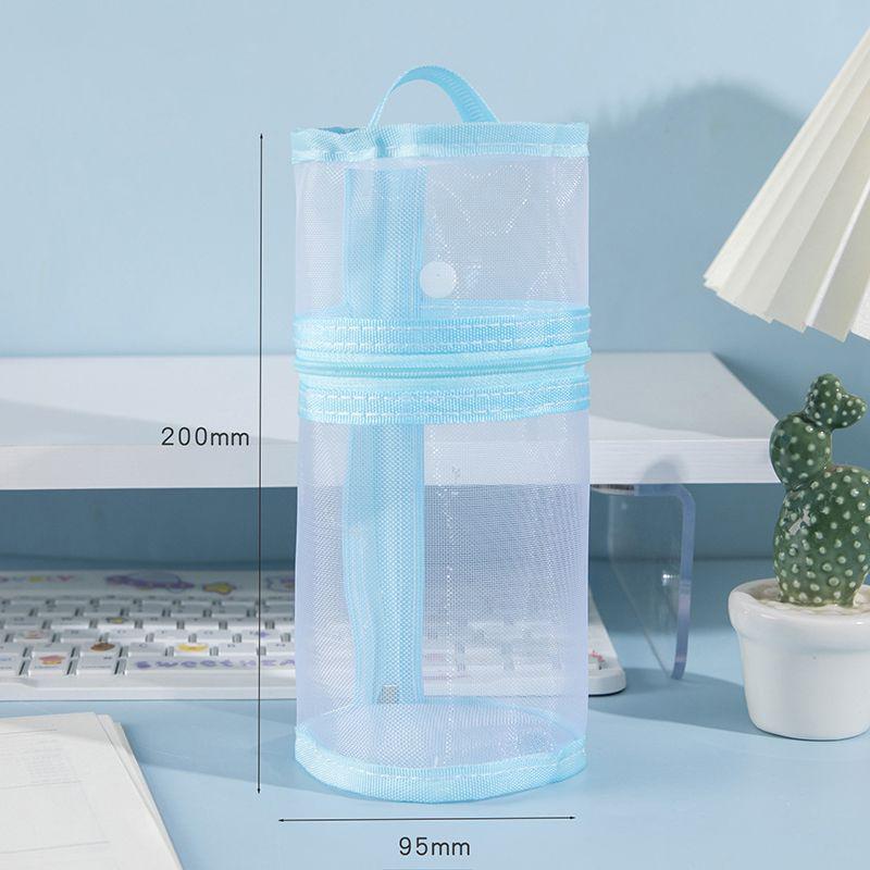 Портативная сетчатая сумка для хранения кистей для макияжа двойного назначения, большая вместимость, стоячий мешочек, удобный для путешествий, простой чехол-держатель для кистей