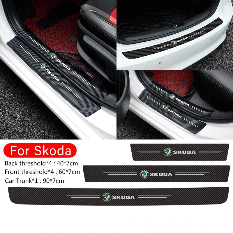 wzvbd3 Car Exterior Door Threshold Sticker for Skoda Octavia A7 Tour Superb Kamiq Rapid Kodiaq Fabia 2 Yeti Karoq Kodiak Bumper Strip