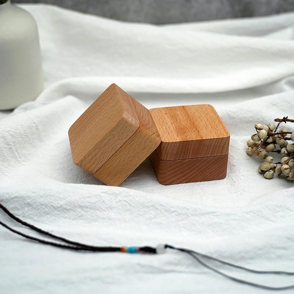 Simple Velvet Wood Rings Box Wooden Jewlery Organizer Retro Earrings Display Tray Earring