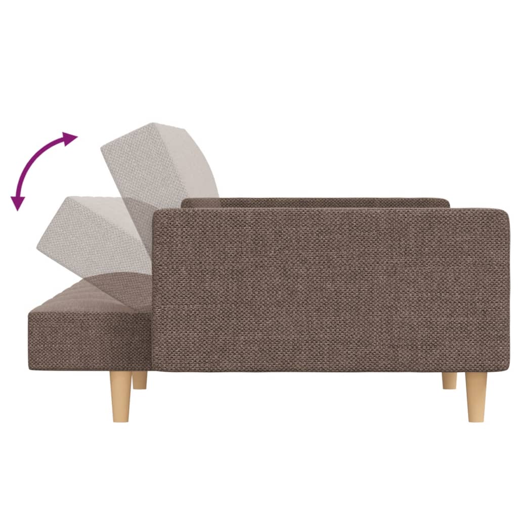 2 Seater Sofa Bed with 2 Cushions Taupe Fabric