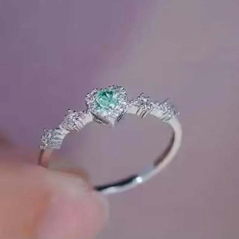 Кольца Huitan с дизайном в виде сердца любви с синим кубическим цирконием, изящные милые романтические аксессуары, шикарное нежное обручальное кольцо, циркон