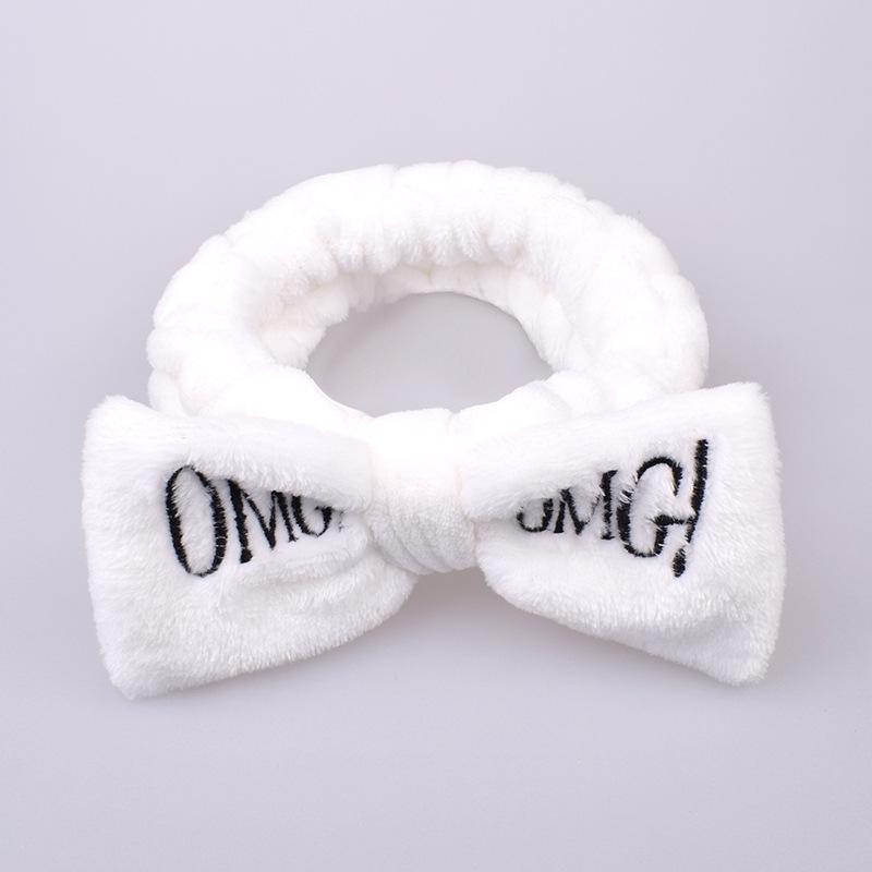 Custom Logo SPA Bowknot Hair Lace Sports Headband Adjustable Elastic OMG Hair Band for Women and Girls Yoga Shower Wash