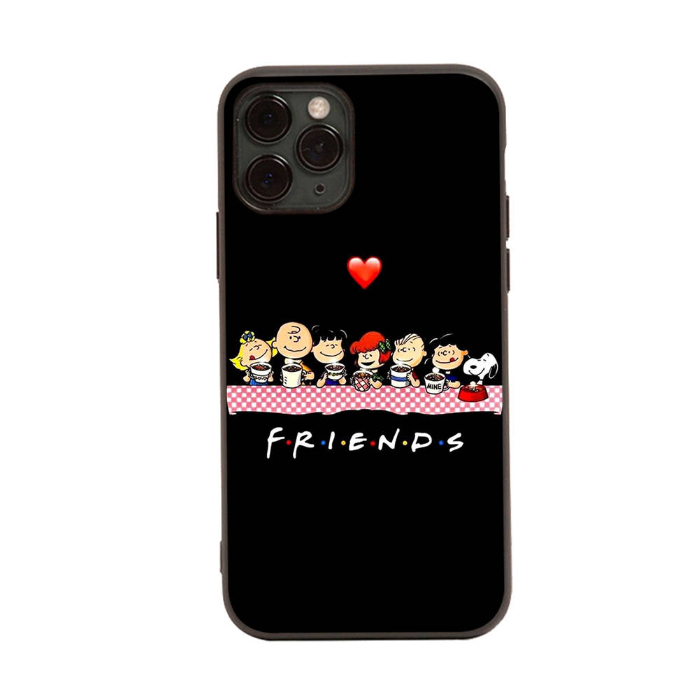 SM5 Snoopy Friend черный мягкий чехол для iPhone 16 15 Plus 14 13 Pro 8 SE XR XS Max P30 Nova 5T Y5P Y6 Y7 Y8P Y9 Realme C30 C33 C31 VIVO Y36 V27