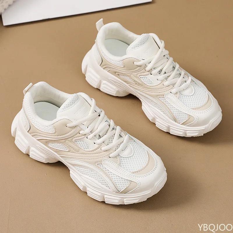 Fashion Women's Thick Soled Sneakers Fashion Comfortable Dad Shoe Casual Lace Up Mesh Shoes Light Breathable Ladies Shoes Zapatos Mujer