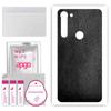 apgo Protective Skin Sticker for the Back Compatible with Motorola Moto G8 Power, Wrap Film, Foil, Vinyl - Pattern Black Leather