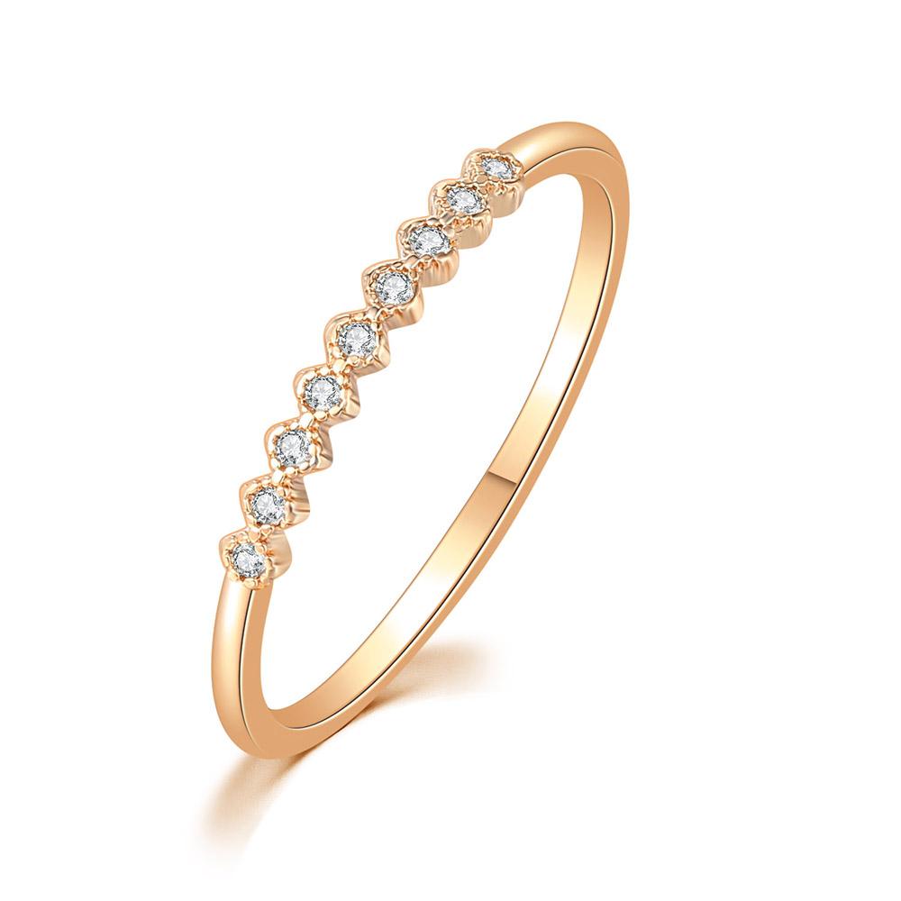 ZHOUYANG Dainty Ring For Women Simple Elegant Simple Geometry Mini Zircon Gold Slim Finger Rings Jewelry R157