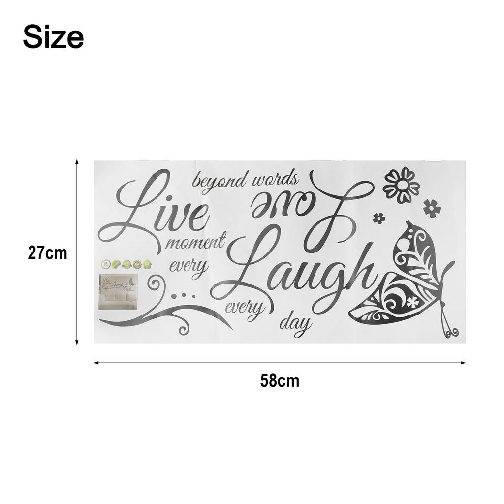 Quotes Wall sticker Butterfly Art Living Room Decal Home Live Laugh Love