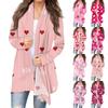 Women's Fashion Casual Printed Medium Length Cardigan Jacket Coat