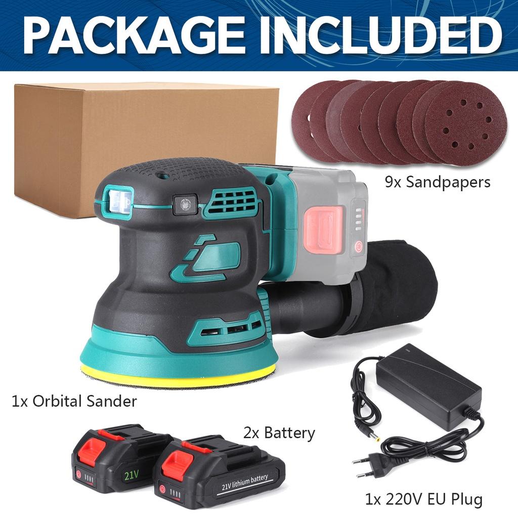 125 мм бесщеточная электрическая орбитальная шлифовальная машина наждачная бумага шлифовальный станок для дерева полировальный станок шлифовальный станок электроинструменты с 2 батареями