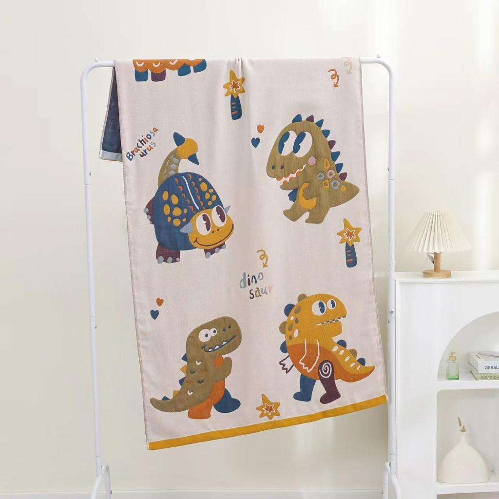 Extra Large Cotton Gauze Cartoon Bath Towel - Soft, Quick-Drying for Adults & Kids