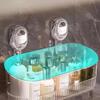 Коробка для хранения на присоске для ванной комнаты без сверления, большая вместимость и прочная несущая многофункциональная настенная полка на присоске