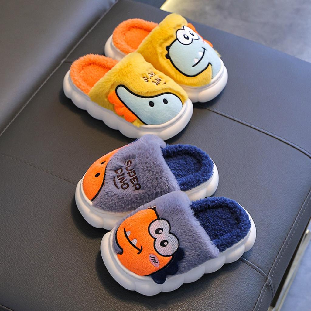 Children's Cotton Slippers for Winter, Boys' Dinosaur Indoor Home, Girls' Baby, Children's Anti Slip Parent-child Cotton Shoes