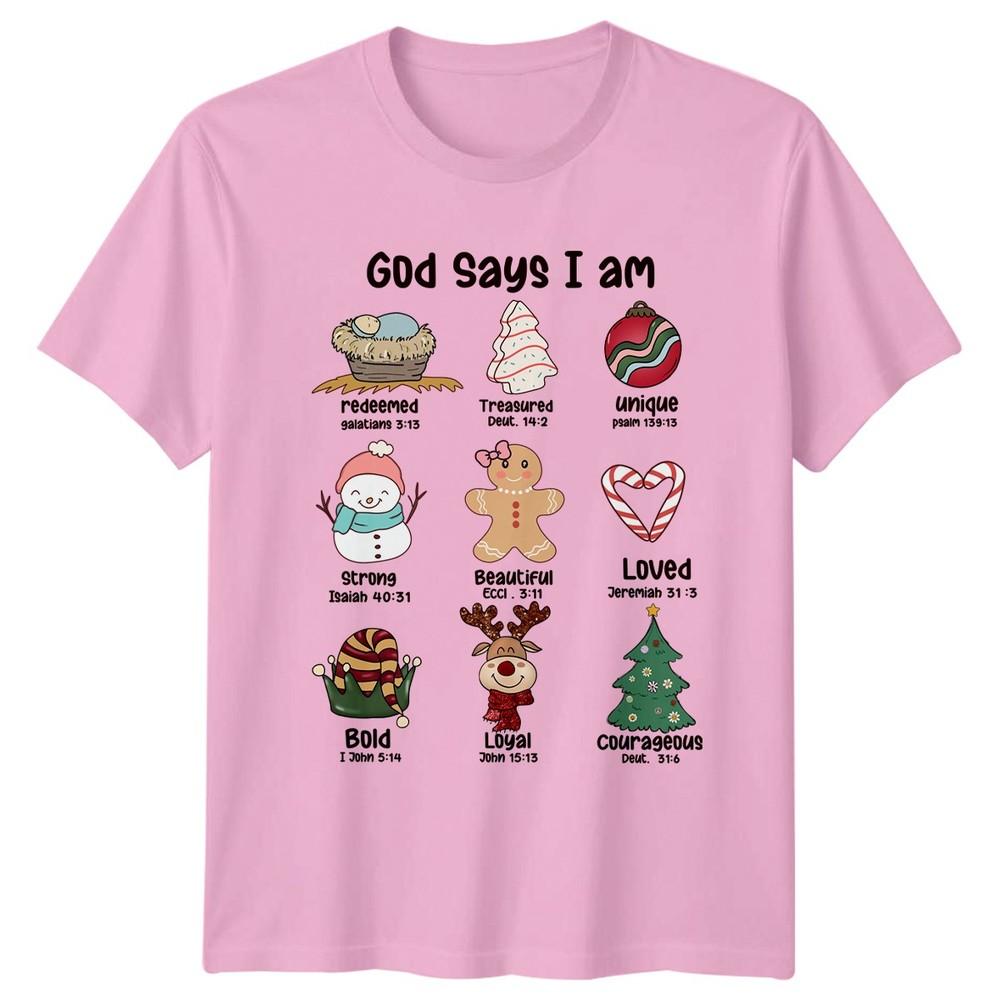 God Says I Am Christmas Affirmations Unisex Unisex Graphic Tee Holiday Shirt