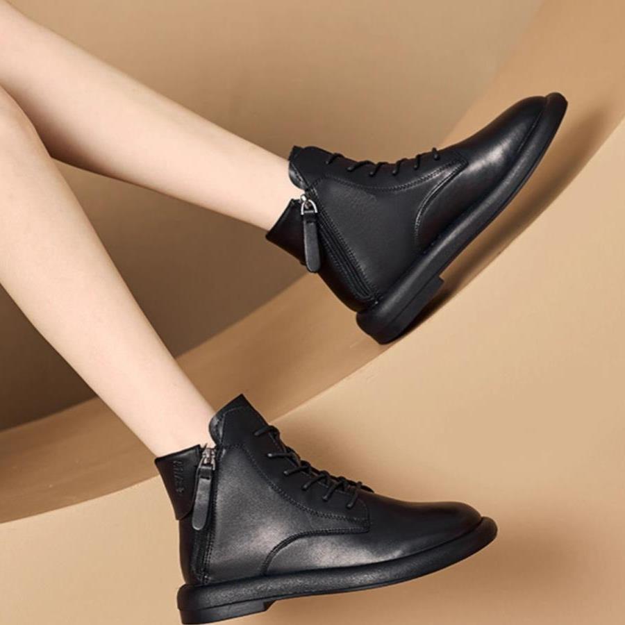 Новые осенне-зимние повседневные красные синие женские ботинки Martin с мягкой подошвой и плоским дном короткие ботинки из коровьей кожи с круглым носком ботинки в стиле ретро модные повседневные