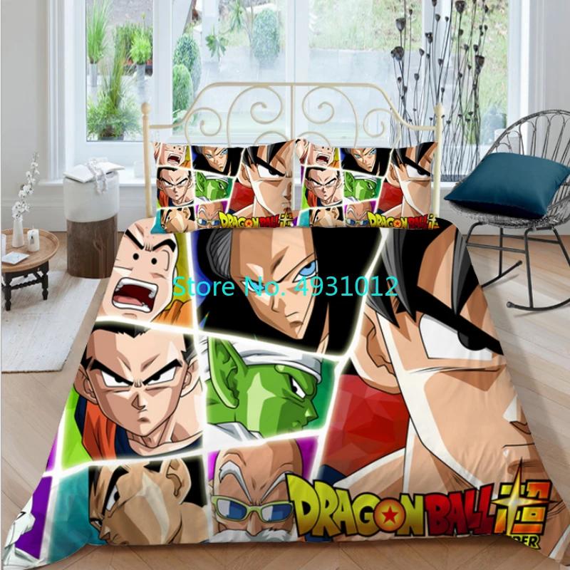 Аниме Японский Dragon Ball Детский комплект постельного белья Наволочка Декор Постельное белье 3D Печать Дети Мальчик Девочка Одеяло Пододеяльник Подарок