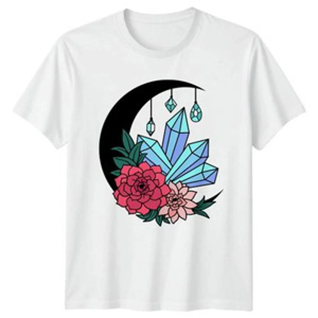 Celestial Moon Crystals Succulents Botanicals Herren Daunisex Grafik T Shirt Vintage Comfortable Unisex Homme