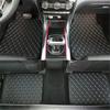 4pcs Black + Beige Line PU Leather Floor Mat Universal For Car Truck Waterproof