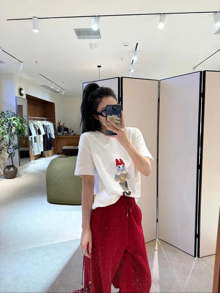 2026 Spring Women's Casual Cartoon Print Round Neck T-shirt - Short Sleeve, Versatile, New Arrival