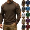 Men's Solid Color Round Neck Long Sleeve Tops Men's Sports Large Size Casual Round Neck Tops