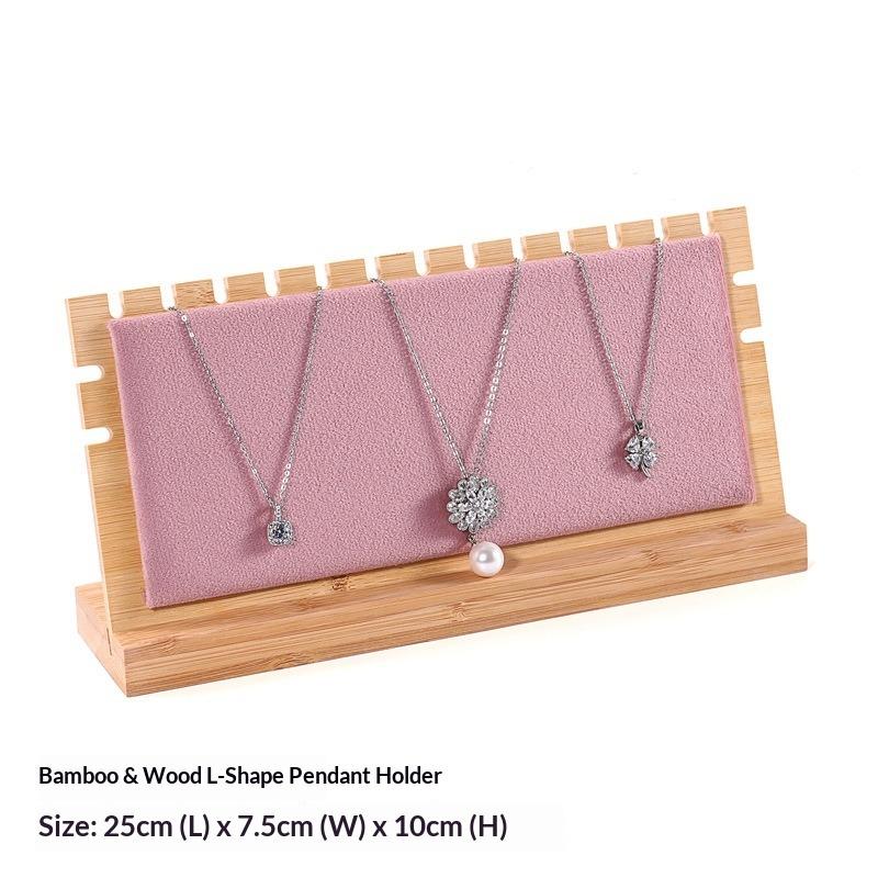 Bamboo and Wood Necklace Display Stand, Pendant Stand, L-shaped Vertical Jewelry Stand, Removable Jewelry Display Board, Jewelry Display Props