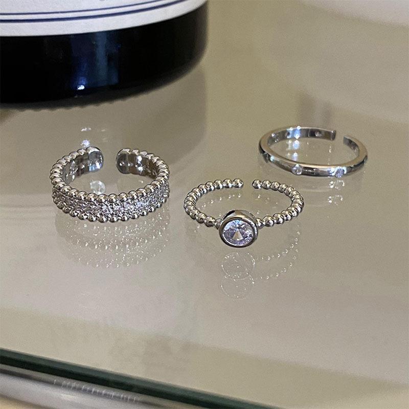 Trend Silver Color Rings Set for Women Narrow Simple Minimalist Open Adjustable Finger Rings Fashion Band Female Bijoux