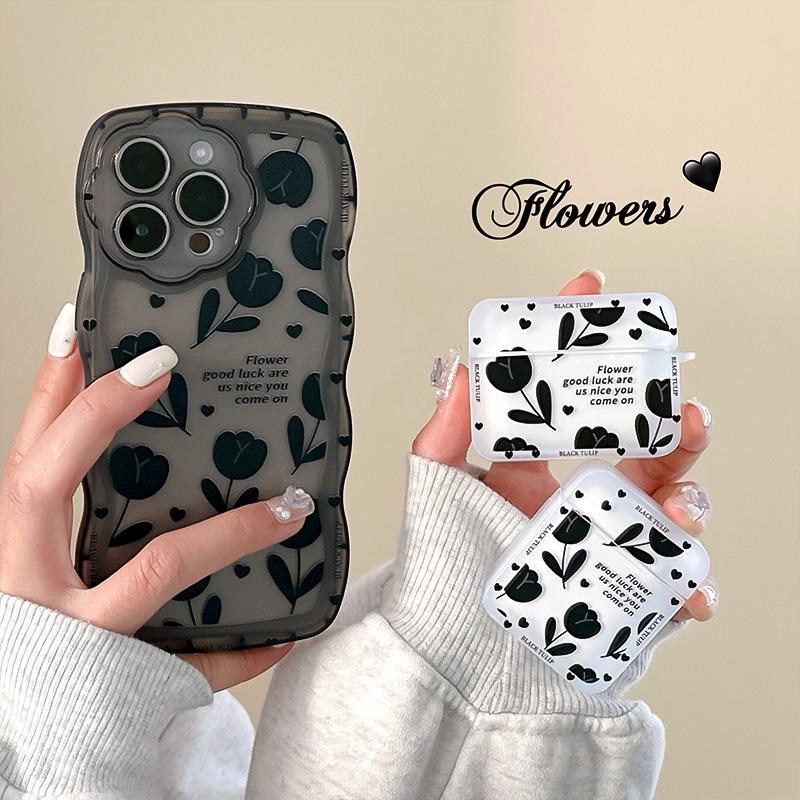 Zhitai iPhone 14 Case for Apple 13 Pro with Glossy Floral Design and Matching AirPods Pro Cover