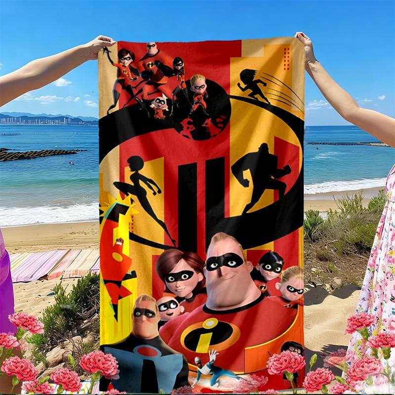 Incredibles Print Beach Towel, Versatile Lightweight Absorbent Beach Towel for Pool Surf Yoga Bathroom, Perfect Birthday Holiday Gift