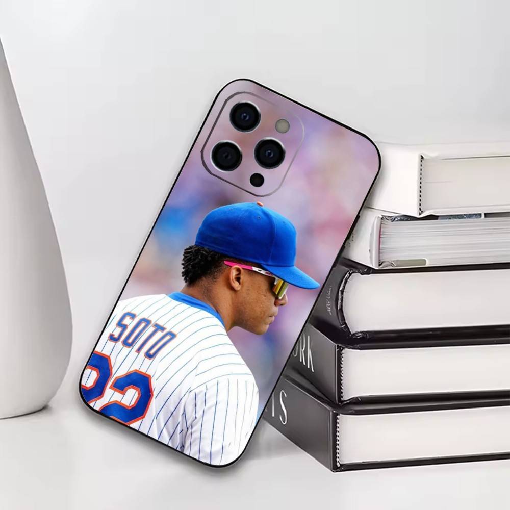 Baseball Juan Soto Phone Case For iPhone17,16,15,14,13,12,11 Plus,Pro Soft Silicone Black Cover