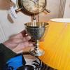 17,78 см Чаша из цельной латуни, Кубок для причастия, Питьевой кубок, Подарок на Рождество, Свадьбу, Юбилей, День рождения