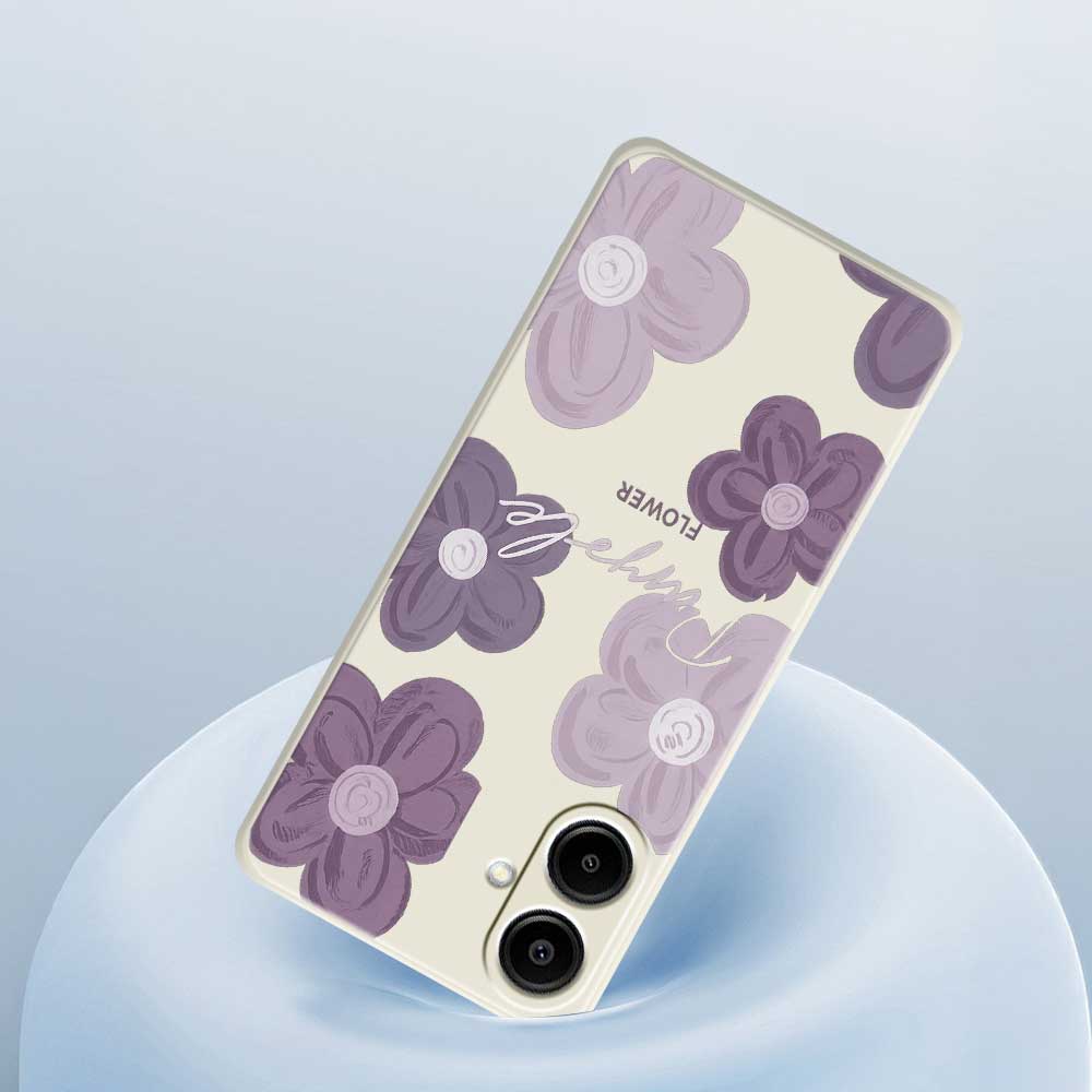 For Samsung Galaxy A07 4G Case Purple Flower Pattern Printing Straight Edge TPU Phone Back Cover