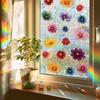 Laser-cut Multicoloured Floral Living Room Glass Decoration Static Cling Stickers