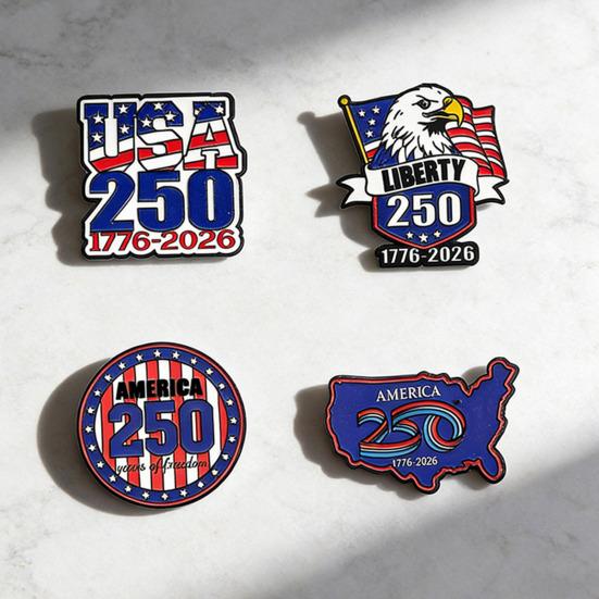 250th USA Anniversary Brooch Pin Metal Enamel Zinc Alloy Brooch Independence Day Commemorative Souvenir Badge for Bags, Clothing